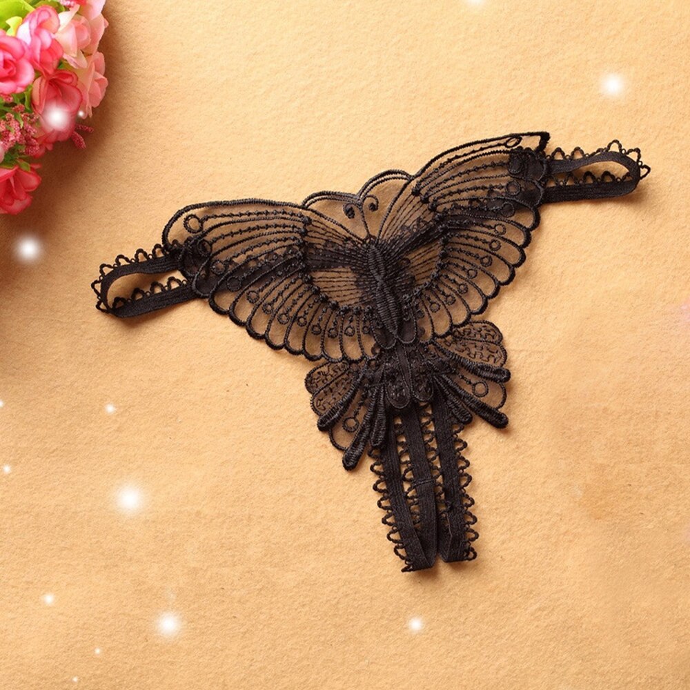 Sexy Women Lace Hollow out Butterfly Shaped G-String Open Crotch Underwear Lingerie Panties 2021 Dropshipping Fast Ship New