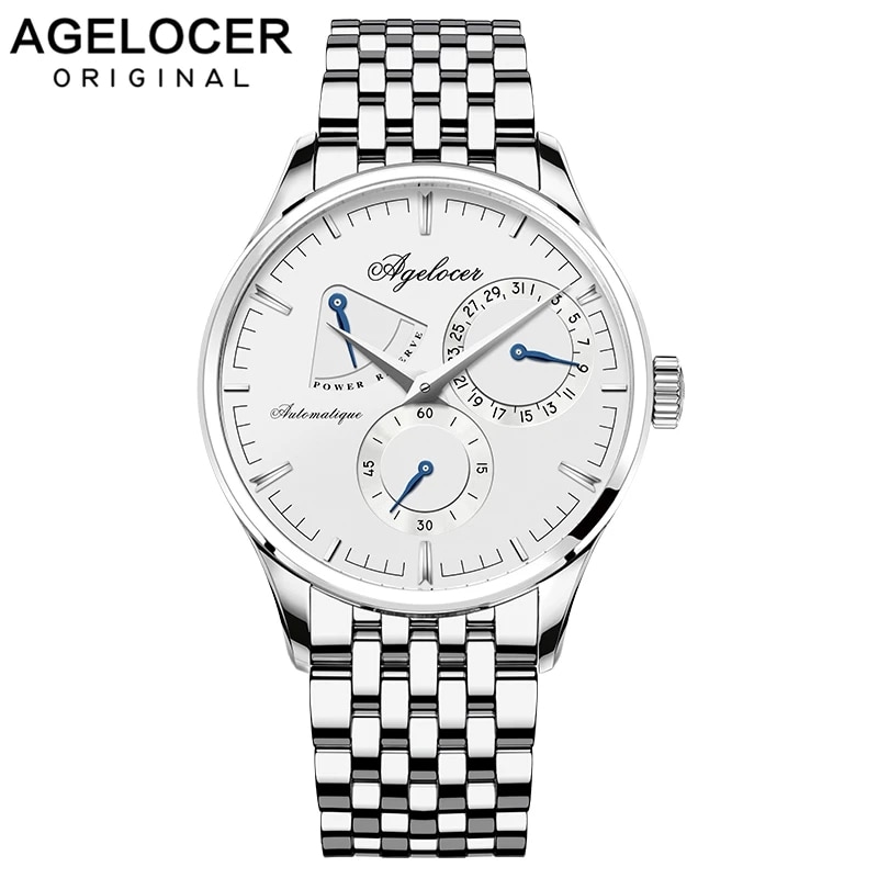 Agelocer Automatic Movement Mens Mechanical Wristwatches Luxury Sapphire Steel Self-wind Watch For Men Waterproof Bracelet 2021