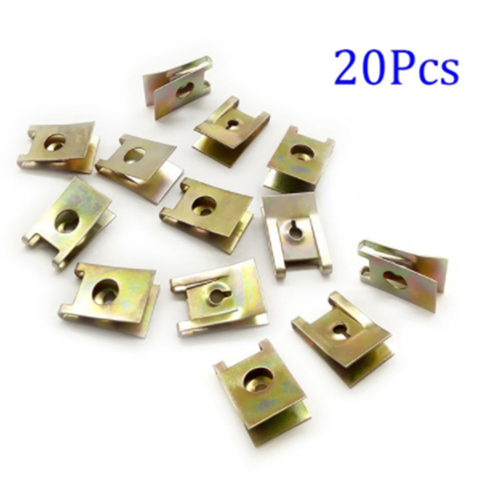 20pcs Car Screw Base U-Type Mount Fastener Clips Motor Fender Bumper Protection Household Tool Gadgets