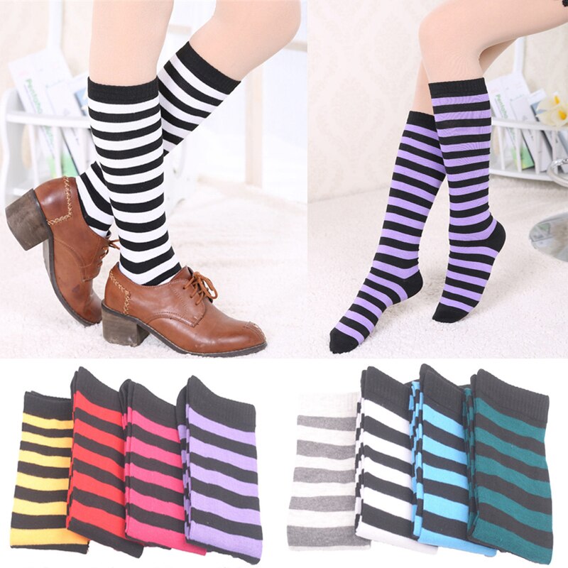 Women Over Knee Long Stripe Socks College Style Soft Breathable Hosiery Fashion Japanese Girls Foot Socks 2021 Spring Summer New