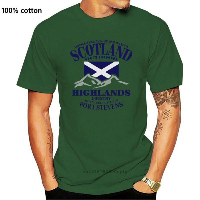 Highlands Scotland Flag Mens T Shirt Humor Summer Letter Homme Design Crew Neck Cute 100% Cotton Shirt