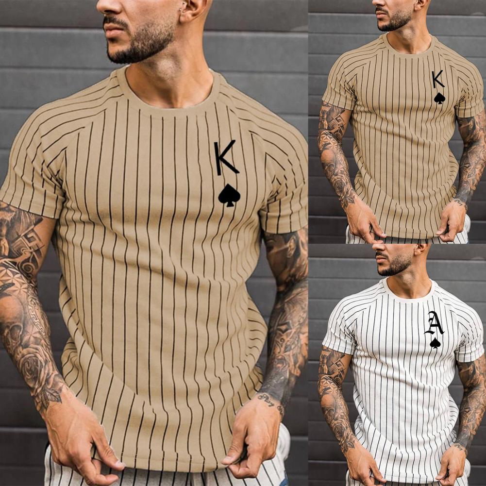 2021 New Style Summer Men T-shirt Streetwear Round Neck Shirt Fashion Poker Print Short Sleeve T-shirts Tops Men T-shirt Men T-