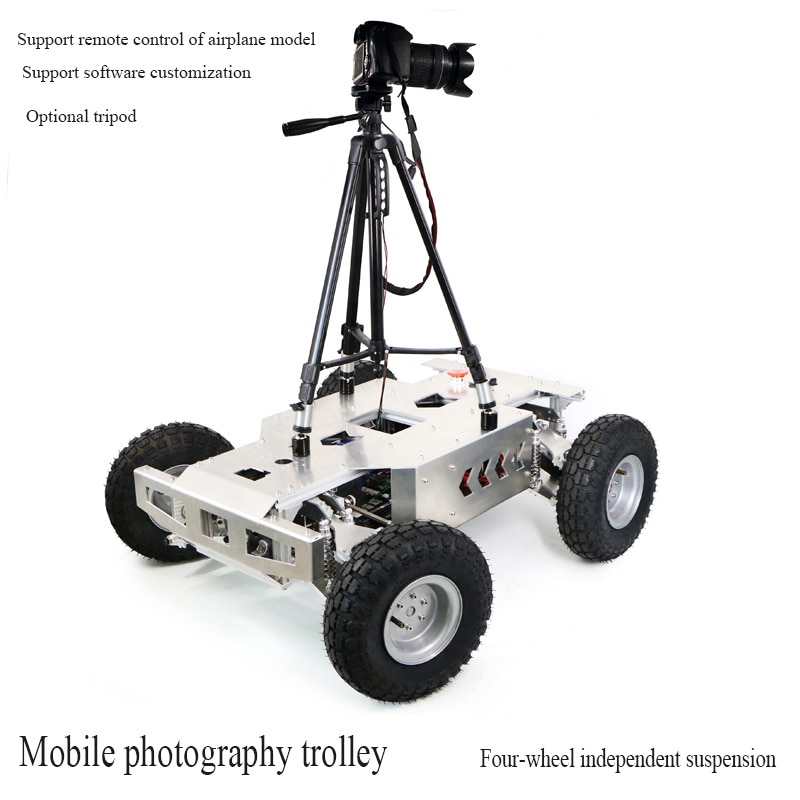 Mobile photography trolley Time-lapse photography platform Ackerman steering robot remote control independent suspension rubber