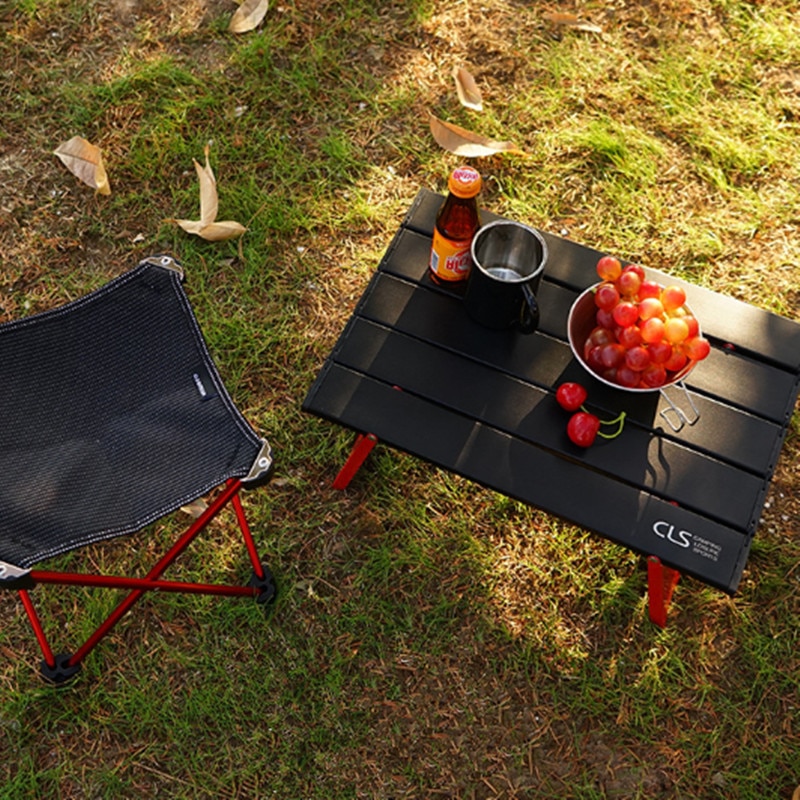 NEW Mini Black Outdoor Aluminum alloy Folding Table Furniture Barbecue Camping Tent Household Bed Collapsible Computer Desk