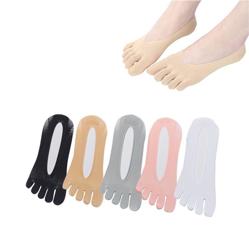 Women Summer Five-finger Socks Female Ultrathin Sock Funny Toe Invisible Sokken With Silicone Anti-skid Breathable Anti-friction