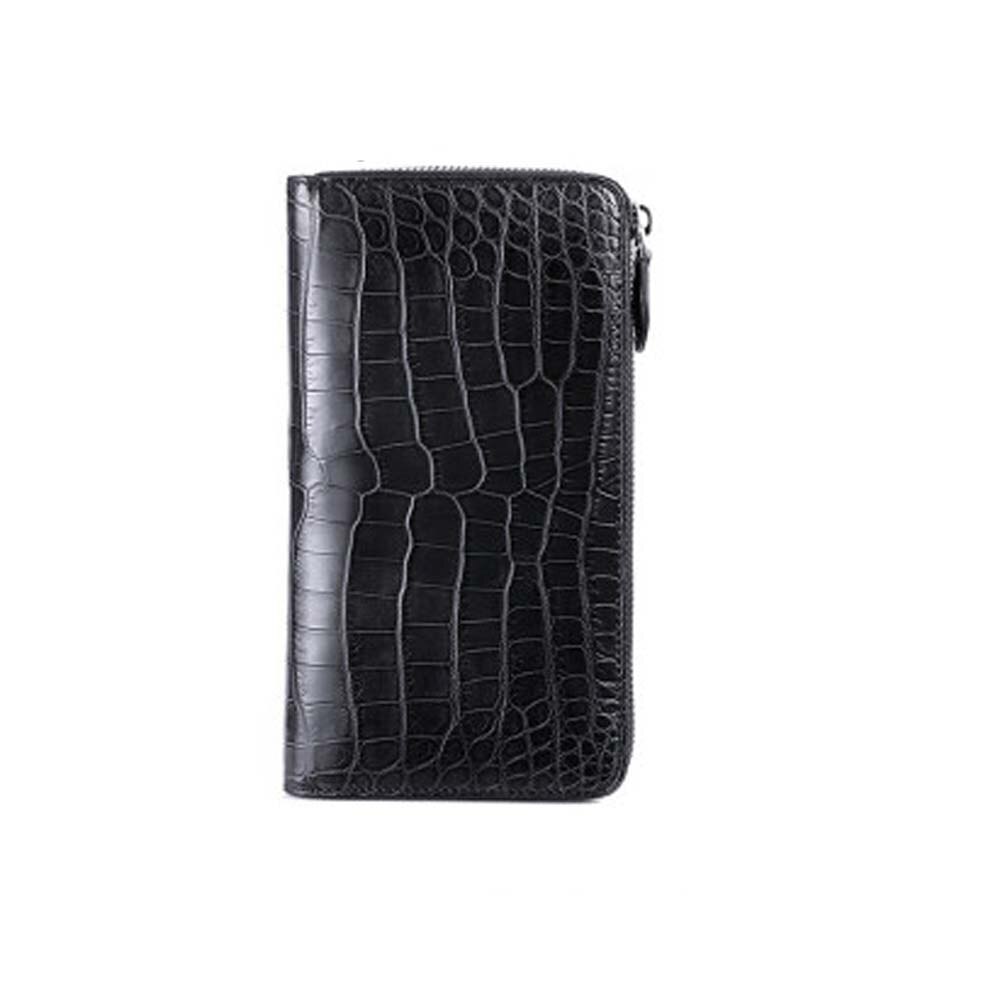 menggeka Nile crocodile skin male bag within Outside crocodile skin two-sided crocodile long wallet black men cluch bag