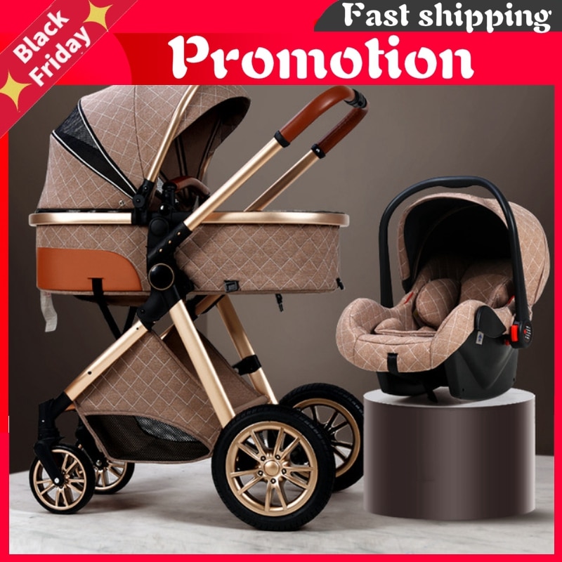 Baby Stroller 3 in 1 Royal Luxury High Landscape Folding Kinderwagen Pram with Gifts Baby Carriage Portable Travel Baby Carriage