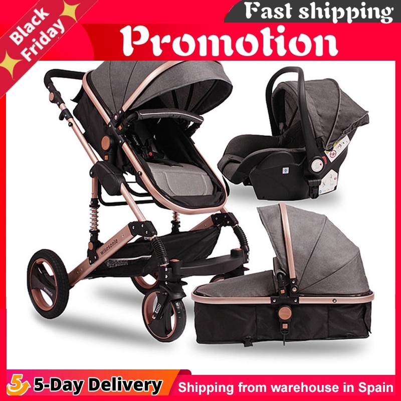 Baby Stroller 3 In 1 With Car Seat Bi-Directional Bassinet High Quality Shock Absorber Sent From Spain