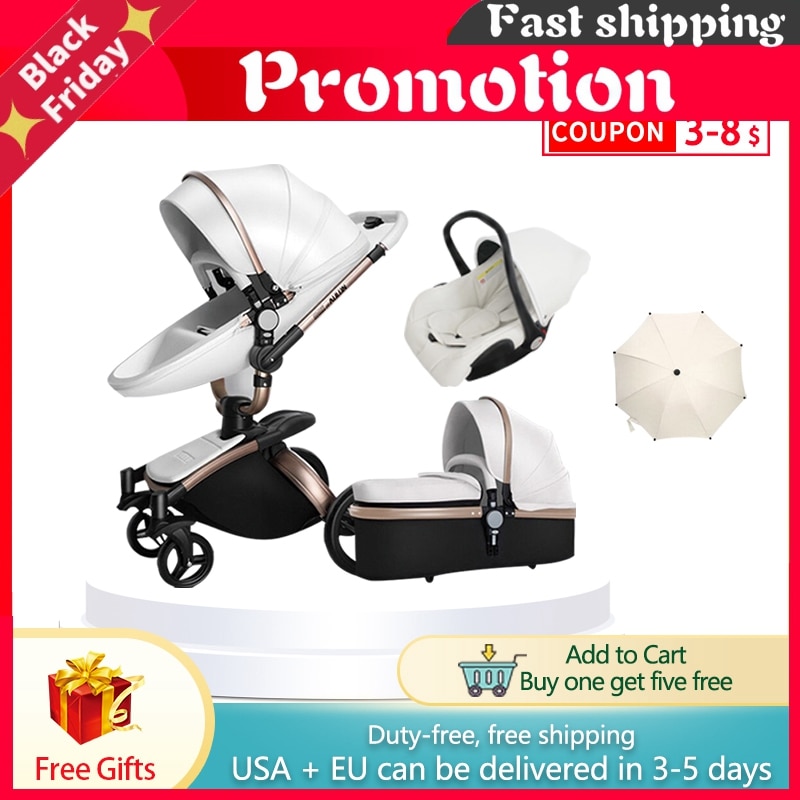 Fast & Free Shipping Aulon Baby Stroller 3 in 1 Free Duty High land-scape Pram Fashion Carriage on used for New Born to age 4