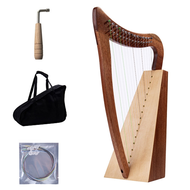 Mahogany Harp 15 String Nylon Strings with Carry Bag, Tuning Wrench for Niche Instruments Lyre Harp