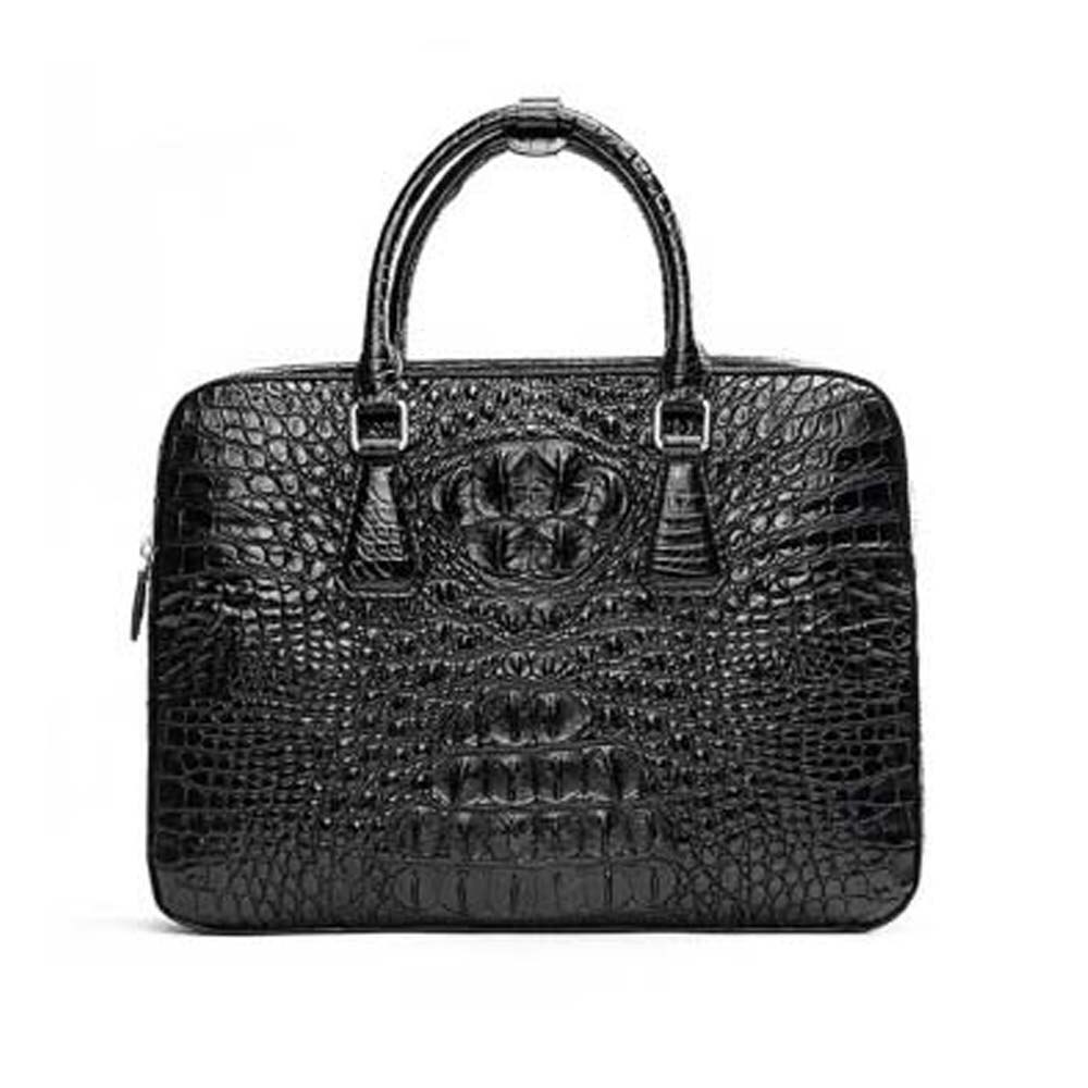 menggeka new crocodile leather handbag male business Men handbags fashion male briefcase male Thailand Men's bags brown