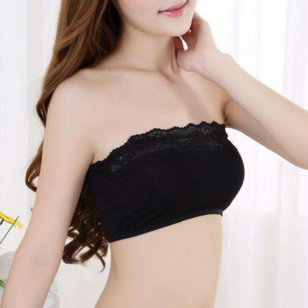 Women's Strapless Underwear Breathable Seamless Wrapped Bandeau Bra Tube Tops Solid Color Double Strapless Bra