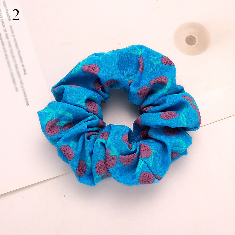 New 1Pcs Print Fruit Elastic Scrunchie Hairband Summer Rubber Band Floral Hair Bands Ponytail Girls Hair Accessories For Women