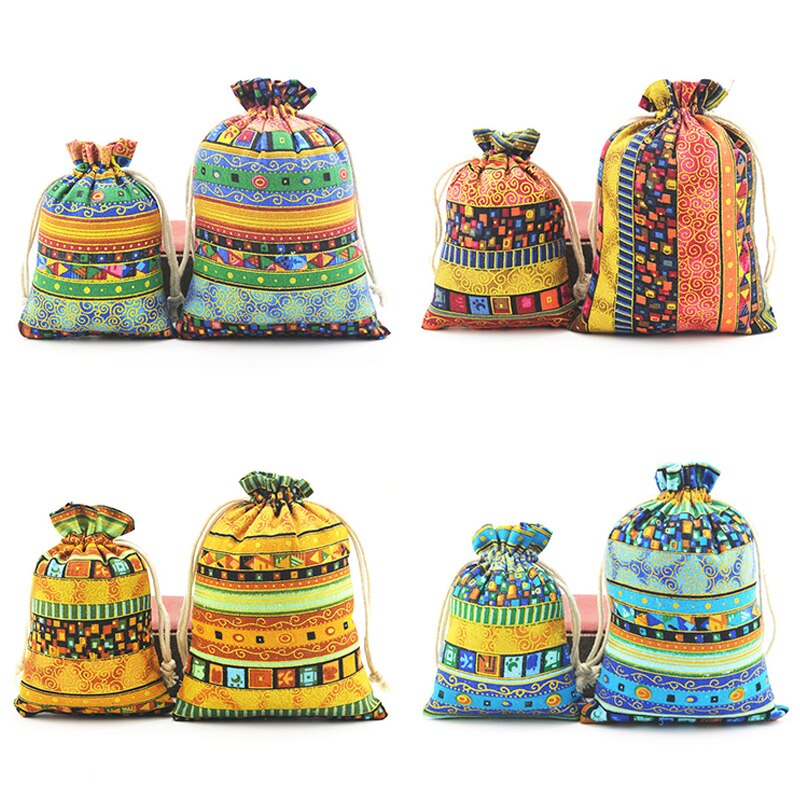 Ethnic Style Cotton Linen Drawstring Pouch Dragon Boat Festival Sachet Bag Multi-purpose Gift Bag Storage Organizer Stringbag