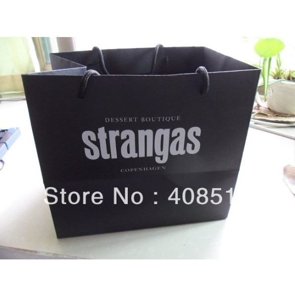 black paper bags with one color logo printed free shipping