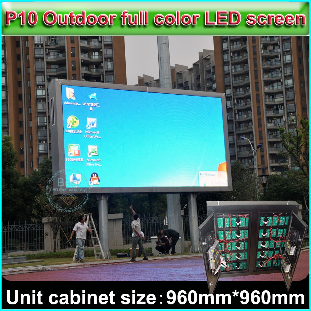 P10 Full Color LED Display, Outdoor water-proof Advertising display screen, Cabinet size 96cm*96cm, DIY full color video wall