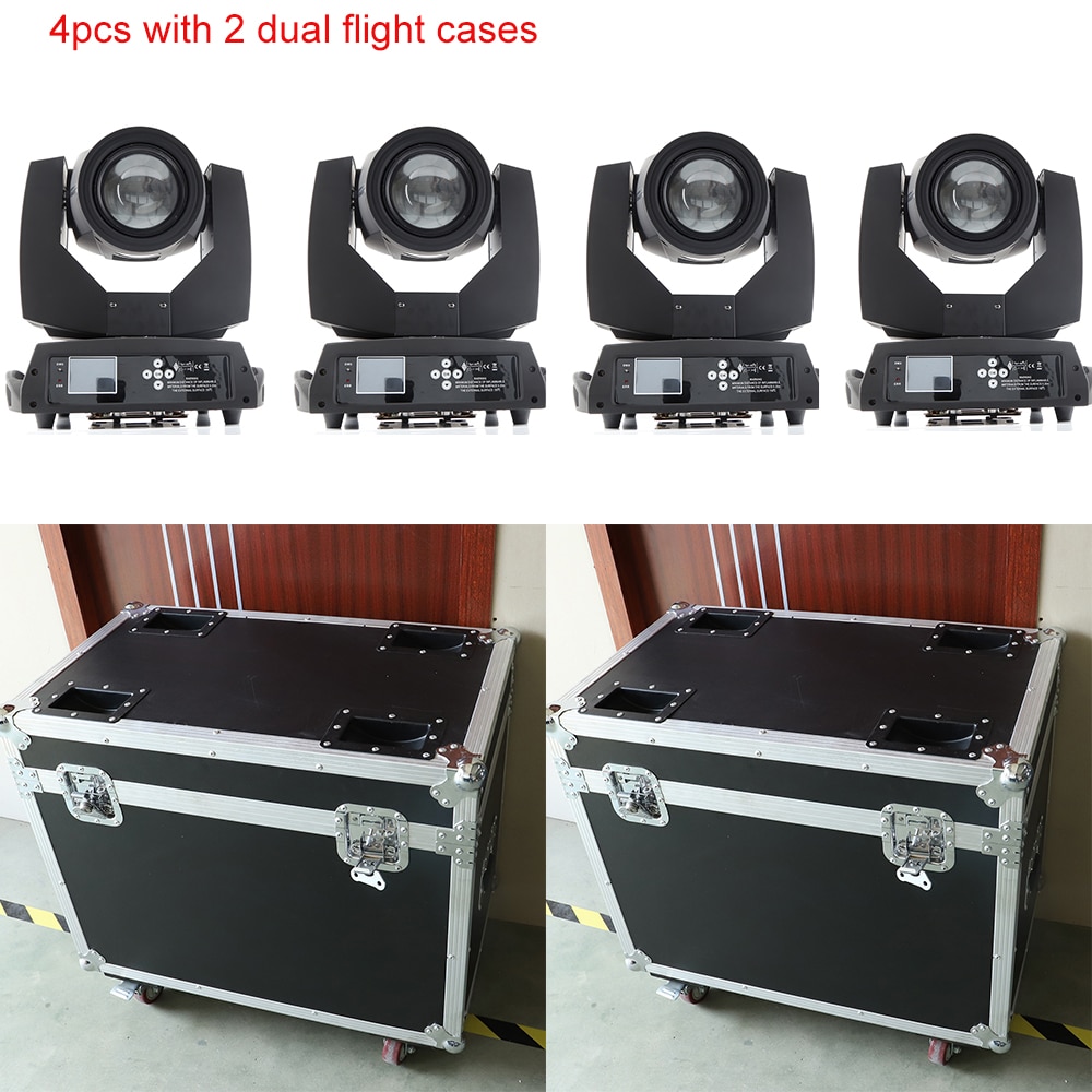 4x with 2 dual flight cases sharpy beam 230 7r light beam moving head light professional dj with 2 prisms with powcon in and out