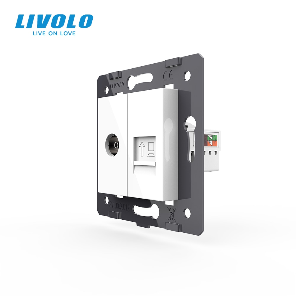 Manufacture Livolo, 2 Gangs Wall Computer and TV Socket / Outlet VL-C7-1VC-11, Without Plug adapter