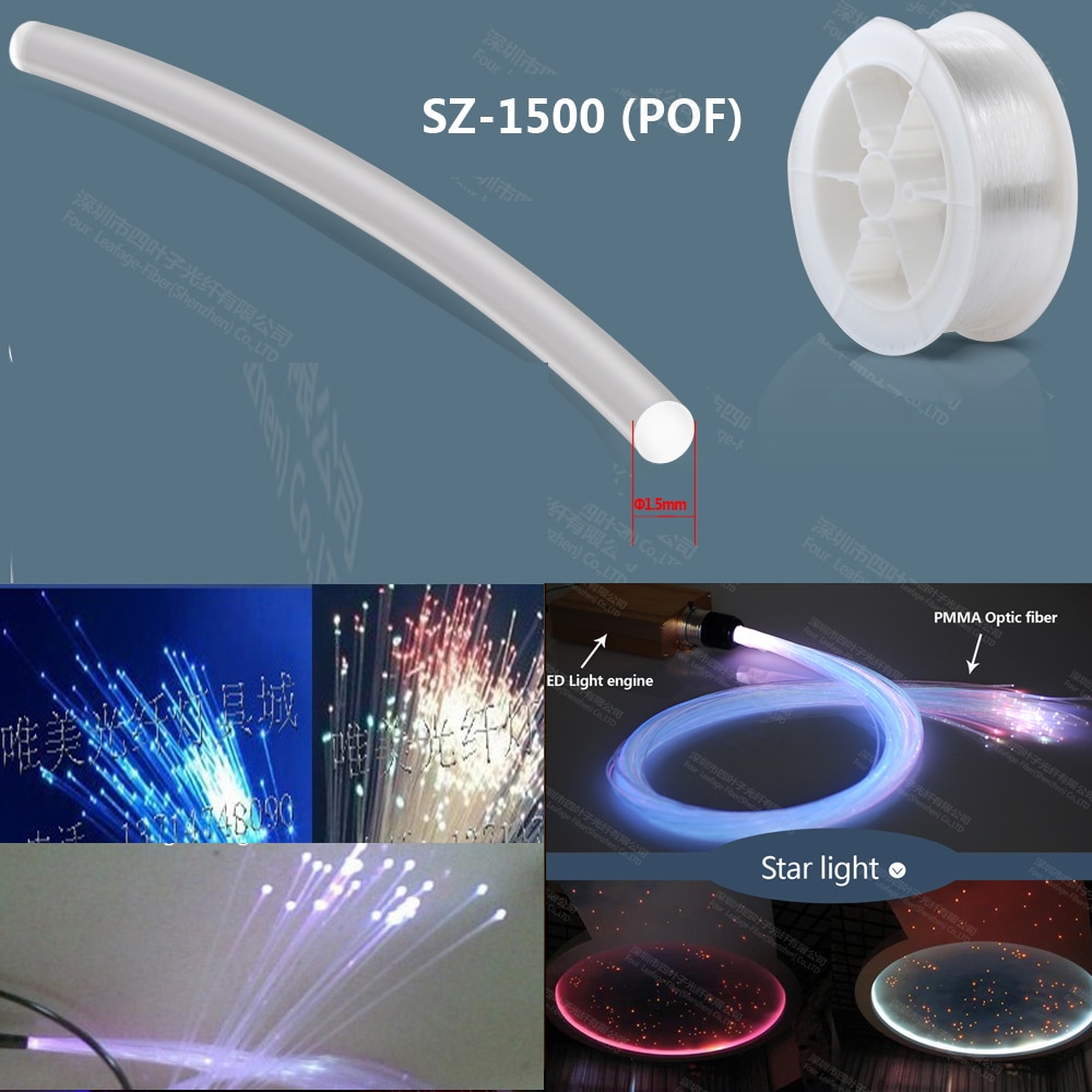 1.5mm plastic pmma sparkle end glow light transfer fiber optic optical fiber price for ceiling star lighting kit