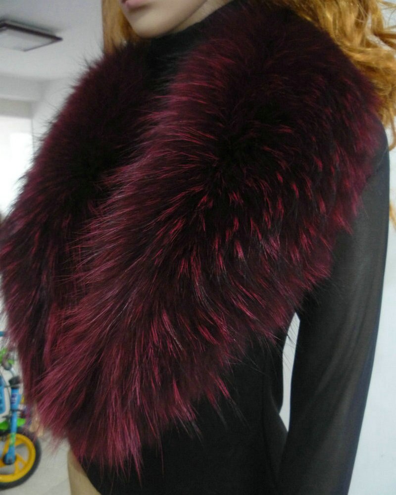 Free shipping Large fur scarf color collars women raccoon fur collars scarves red raccoon fur scarf customization