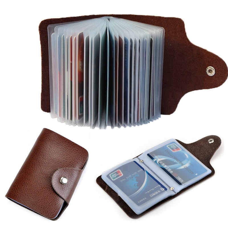 New Arrival Genuine Leather Business Card Case Women's ID Bag Female Credit Card Holder 26 Bank Cards Slots For Men