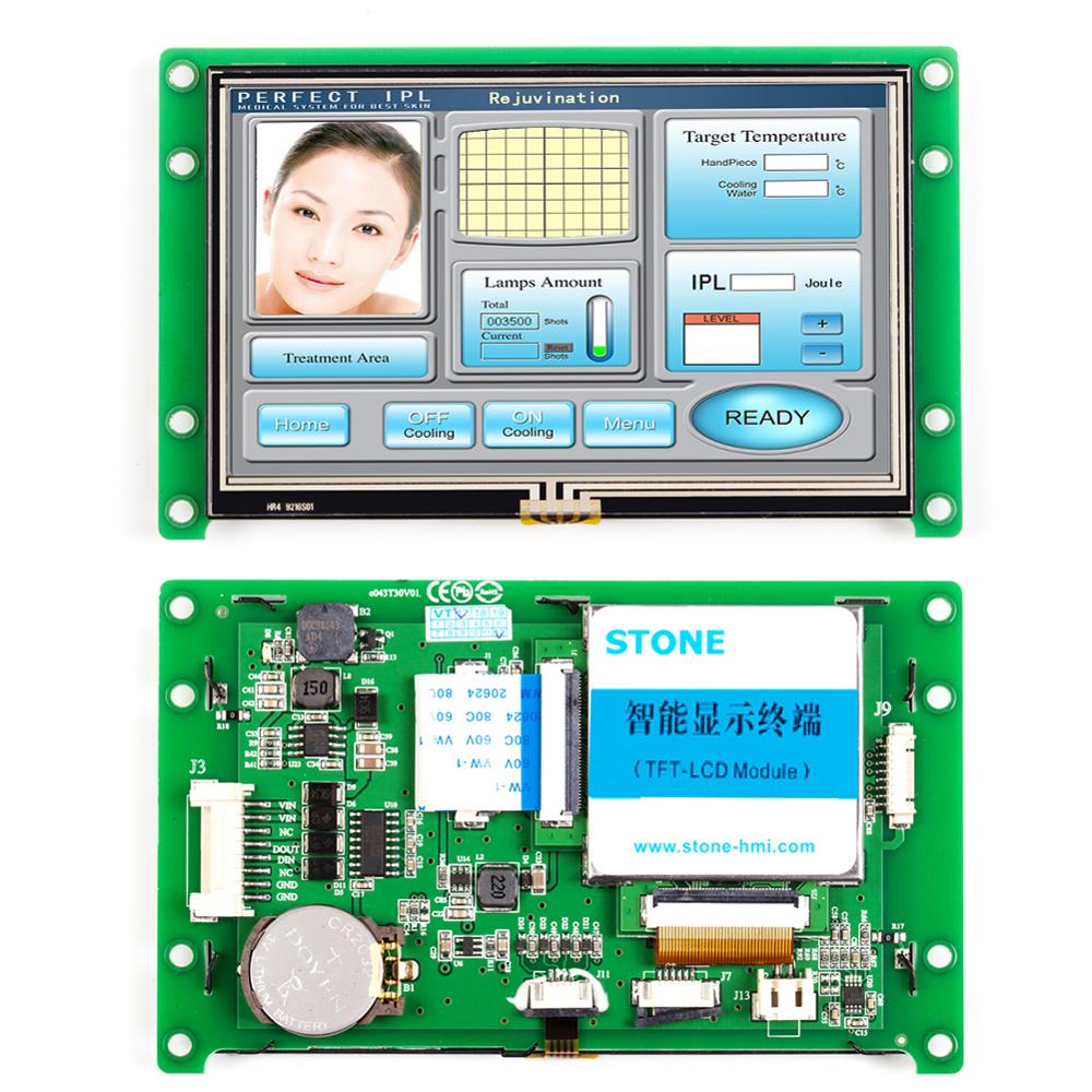 4.3 Inch HMI Programmable Full Color TFT LCD Display with Controller Support Any Microcontroller 100PCS
