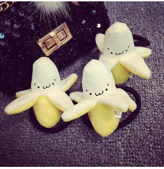 100x Japanese banana peeler peeling girls hair accessories ring cute plush doll creative decorative fruit headdress elastic