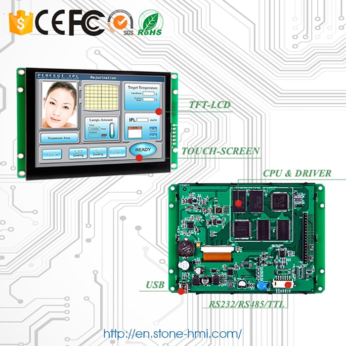 7.0 inch LCD Touch Display Programmable Module with Serial Interface Support Any Microcontroller 100PCS