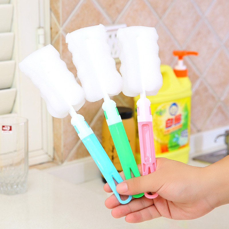 Baby Milk Feeding Bottle Sponge Brush Accessories Nipple Cleaning Cup Scrubber Washing Brushes