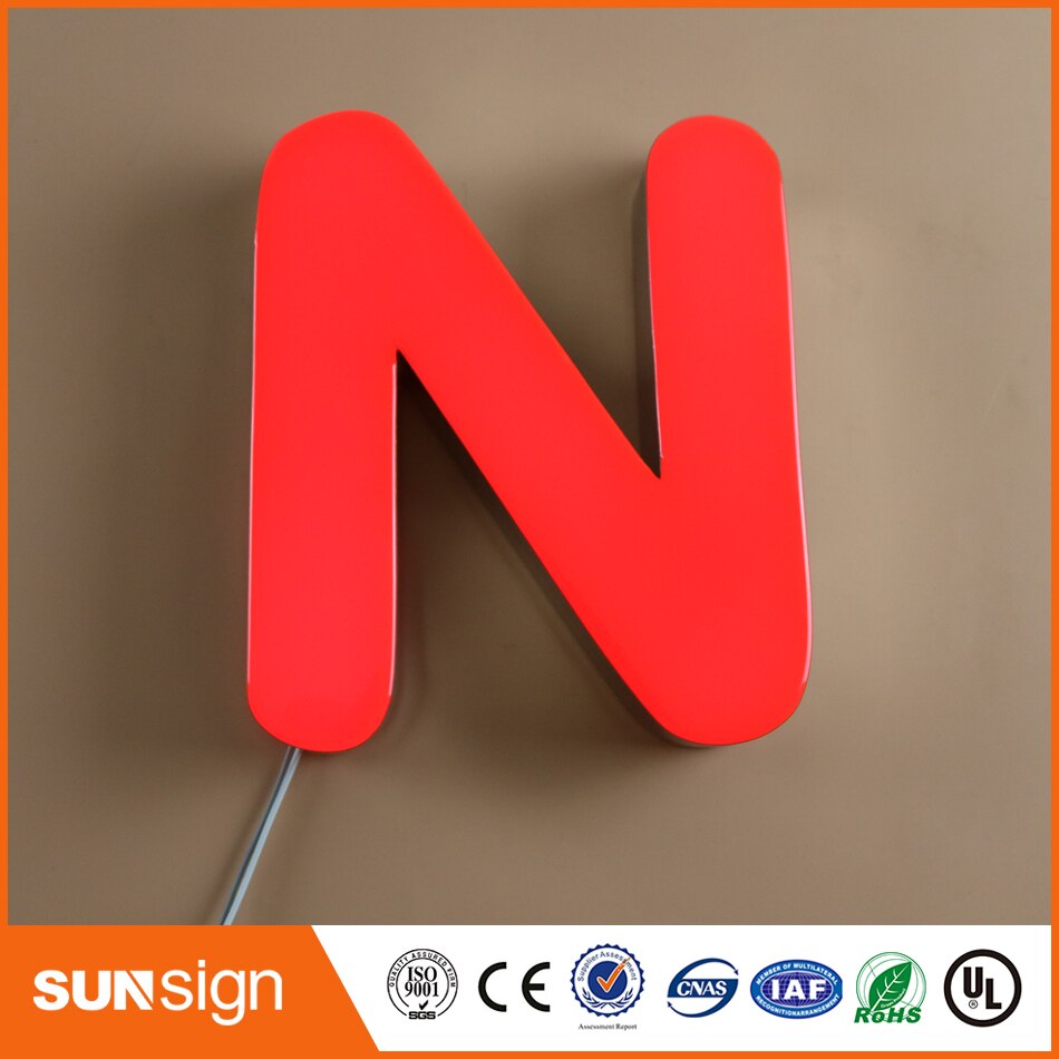 Face lit epoxy resin LED channel letter sign mini metal letter