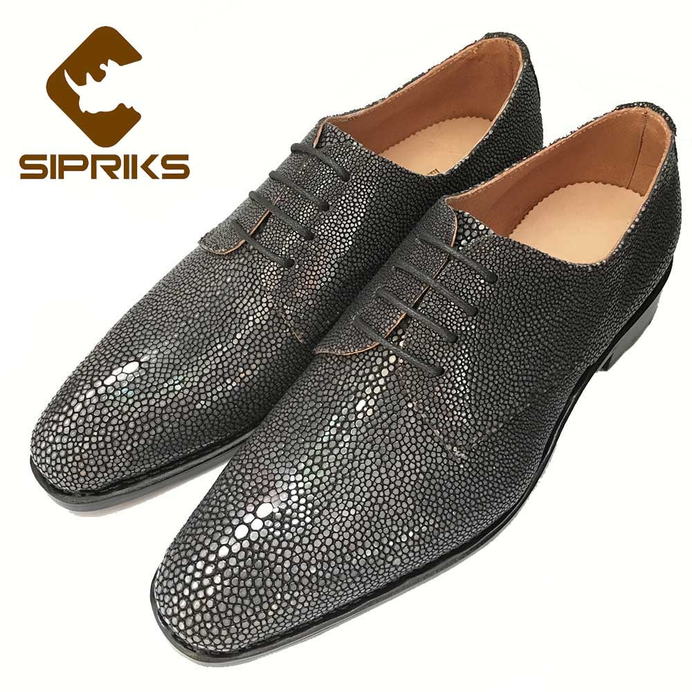 Sipriks Real Stingray Skin Shoes Men Goodyear Welt Shoes Thailand Imported Dress Oxfords Mens Formal Tuxedo Shoes Boss Social 45