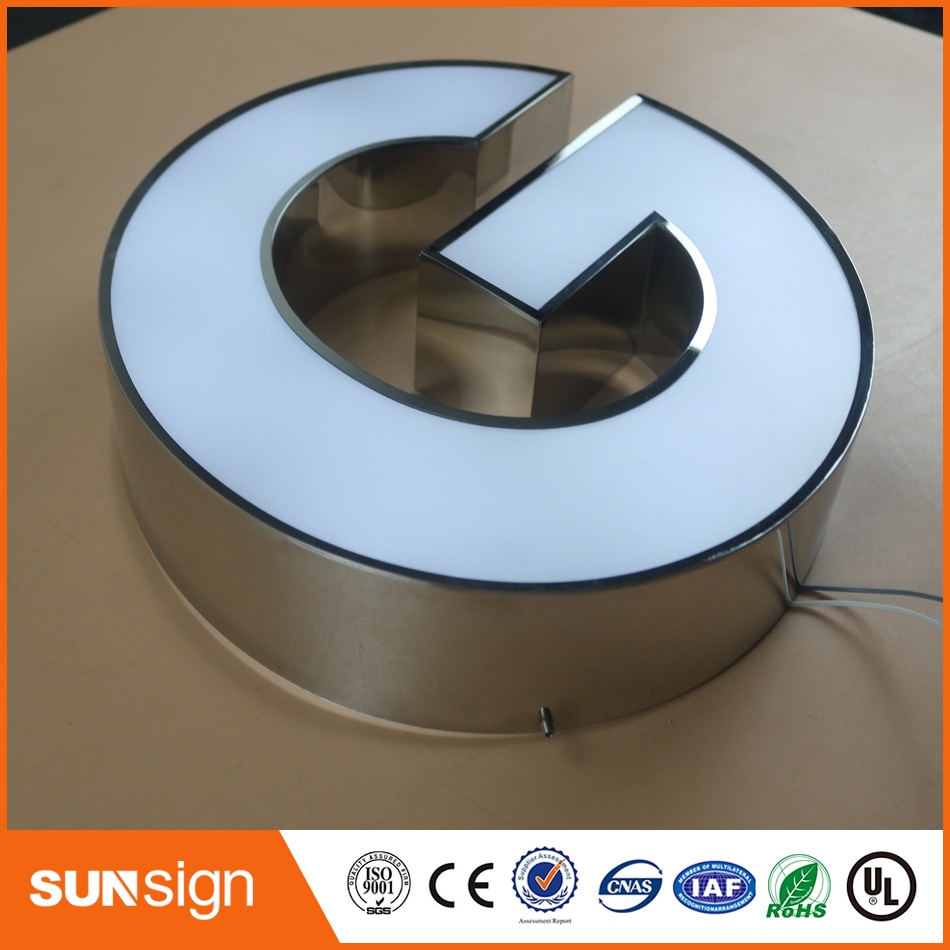 Outdoor advertising shop sign Frontlit painted stainless steel channel letter