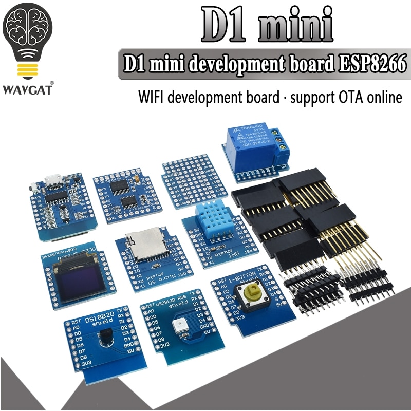 D1 Mini ESP8266 ESP-12 ESP-12F CH340G CH340 V2 USB WeMos WIFI Development Board D1 Mini NodeMCU Lua IOT Board 3.3V With Pins