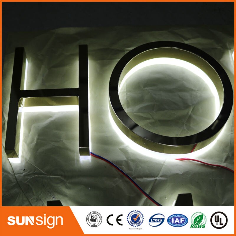 Custom Advertising 3D stainless steel alphabet letters sign LED Backlit Sign
