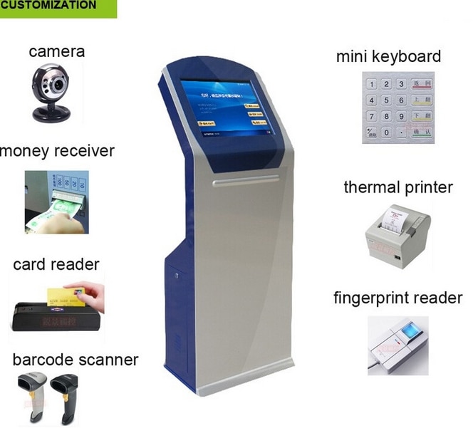 WIFI Touch screen self service with thermal printer payment terminal atm kiosk Ticket Vending Machine Payment kiosk printer