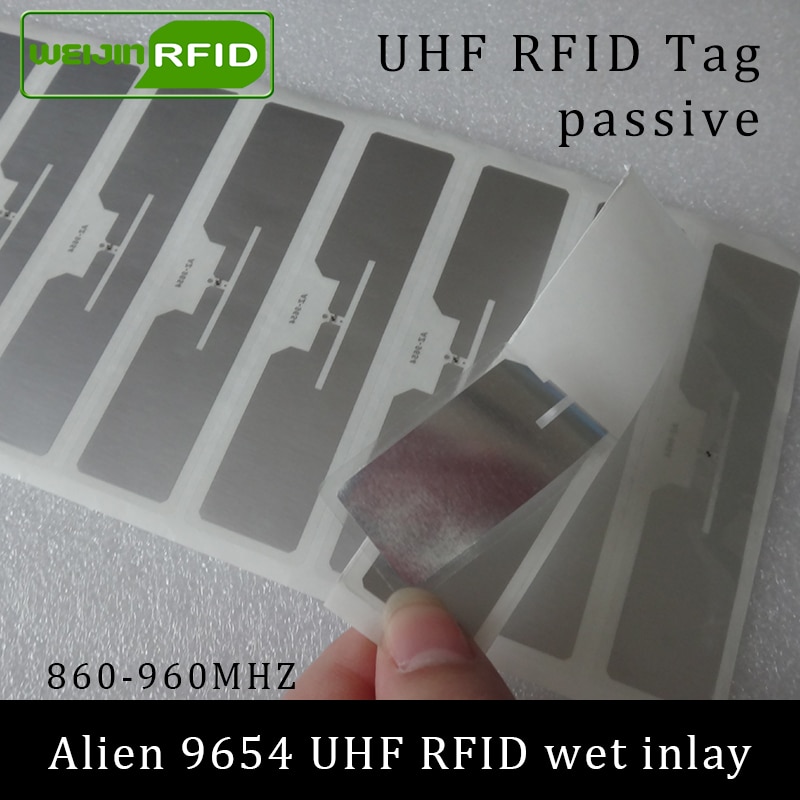 UHF RFID tag sticker Alien 9654 wet inlay 915mhz 900 868mhz 860-960MHZ Higgs3 EPCC1G2 6C smart adhesive passive RFID tags label