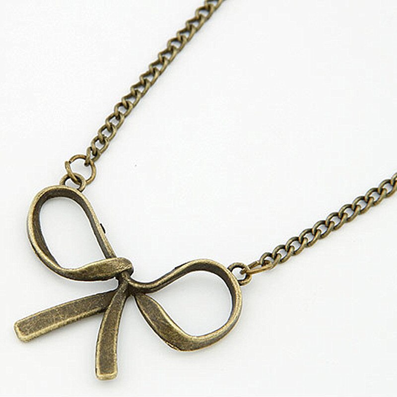 N122 Vintage Bow Pendant Necklaces Fashion Jewelry Women Charm Necklace Collares High Quality