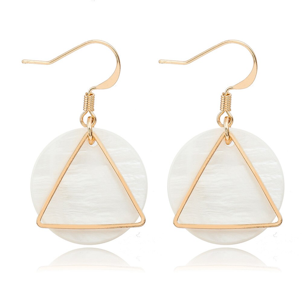 Drop Earrings Women Gold Shell Earring Triangle Round Circle Simulated Pearl Statement Charm Vintage Ear Jewelry Accessories