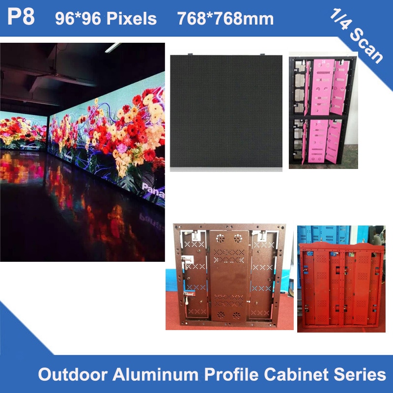 TEEHO P8 Outdoor SMD3535 video led display aluminum profile cabinet 768*768mm 96*96dots rental LED panel screen video billboard