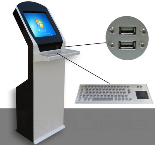 19 inch self service card attendance terminal with keyboard card reader hospital Bank Queuing printing kiosks