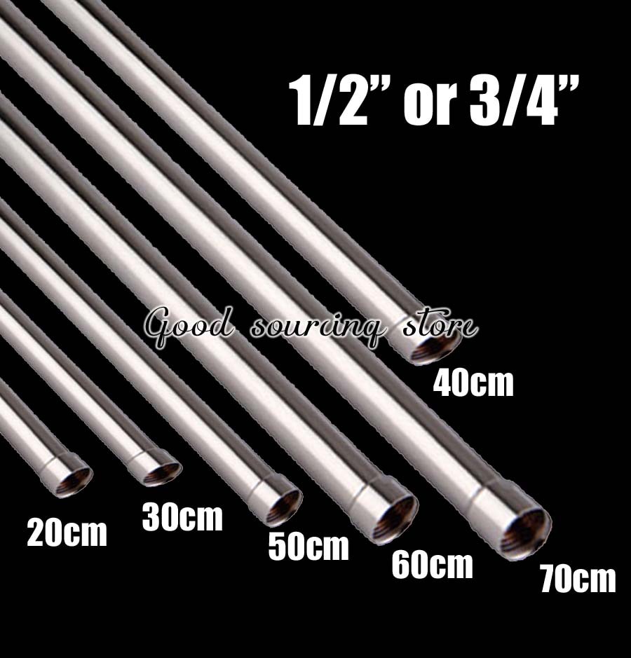 20/30/40/50/60/70cm lengthen 1/2" 3/4" shower extension rod tube bar pipe