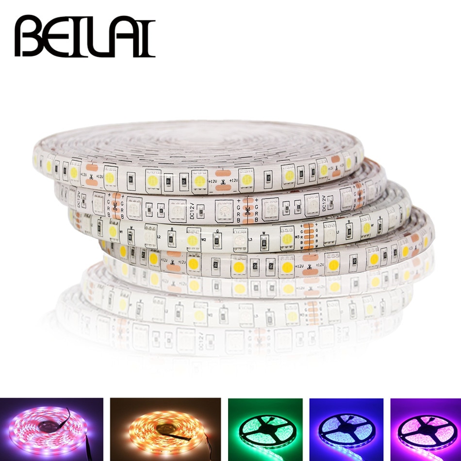 SMD 5050 RGB LED Strip Waterproof 5M 300LED DC 12V RGBW RGBWW Fita LED Light Strips Flexible Neon Tape Luz Monochrome