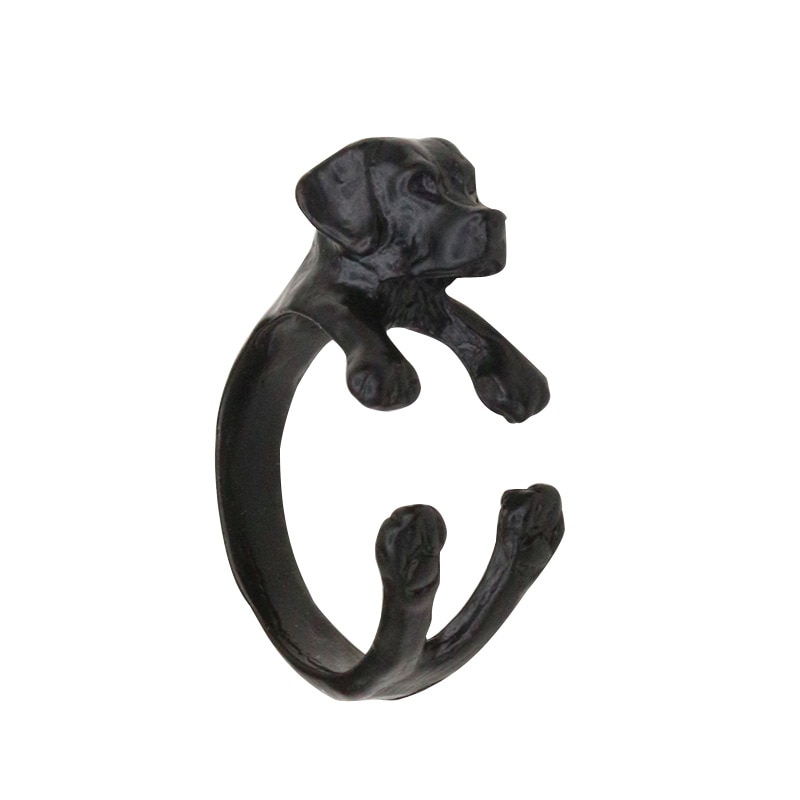 Puppy Dog Rings For Women Men Animal Open Ring Adjustable Accessories Antique Gold Silver Black Fashion Finger Jewelry