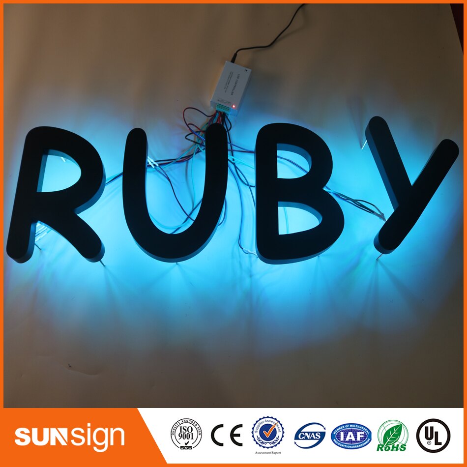 Customized outlet outdoor stainless steel painted hot sale 3D Backlit LED Channel Letter Sign