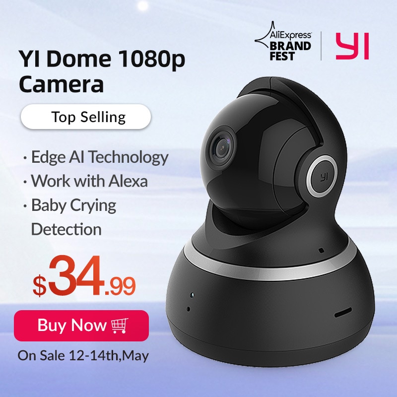 YI Dome Camera 1080P Pan/Tilt/Zoom Wireless IP Security Surveillance System Complete 360 Degree Coverage Night Vision