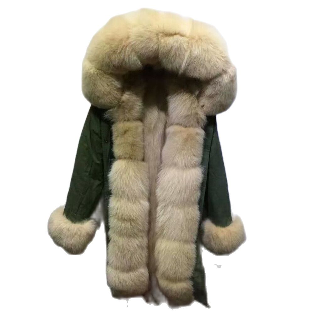 Rude Remove Fox Fur Hoodies& Cuffs For MrMRS Wear in Winter,Begie Warmboby Fox Fur Wear