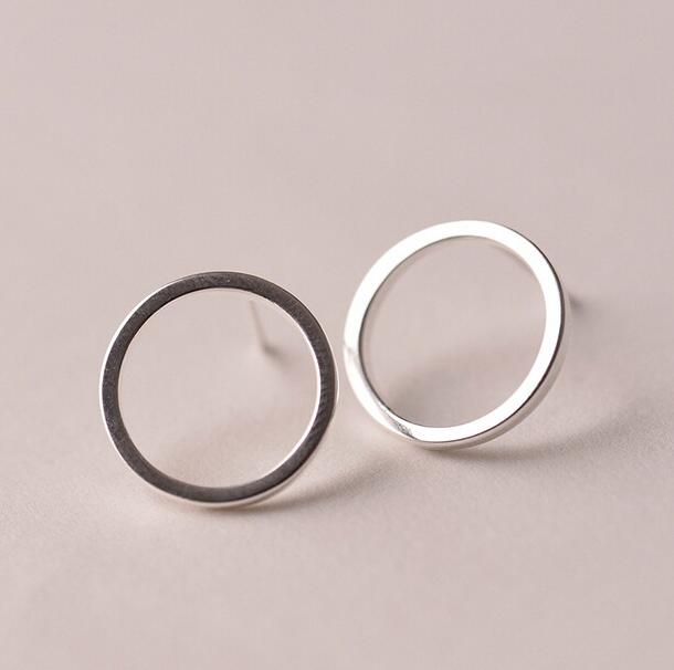 New 925 Sterling Silver Earrings Simple Circles Stud Earrings For Women Sterling Silver Jewelry Pendientes Mujer Brincos VES6007