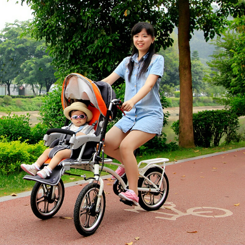 2 In 1 Bicycle Stroller/Shopping Cart With Mosquito Net & Rain Cover