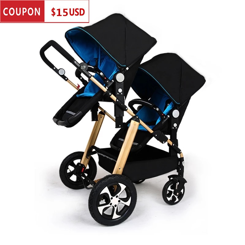 Brand twins baby stroller Multifunctional twin baby stroller light can sit flat double trolley two-way folding baby car