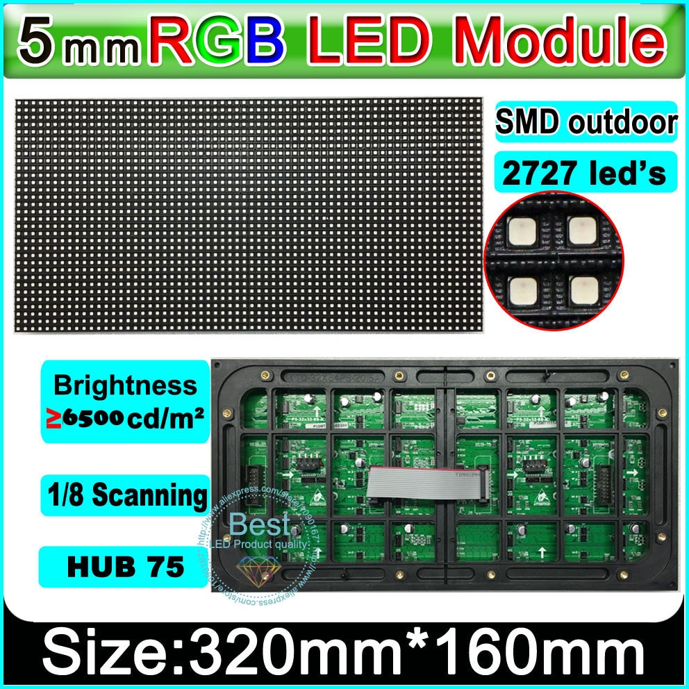 SMD 2727 P5 outdoor Video wall led module,1/8 Scan high brightness, Outdoor full color LED display module SMD P5 LED Panel,